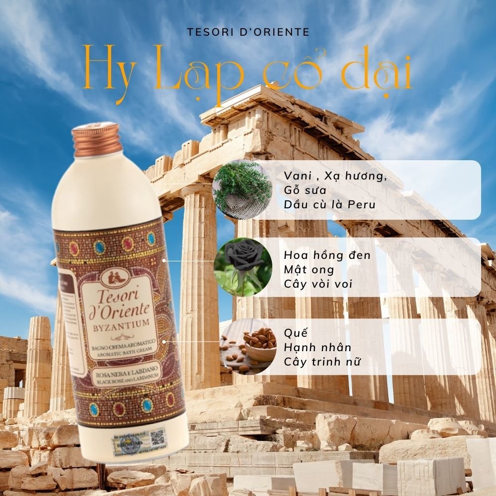 Sữa Tắm Tesori Ý Chai Màu Kem Hy Lạp Cổ Đại Size 250ml / 500ml