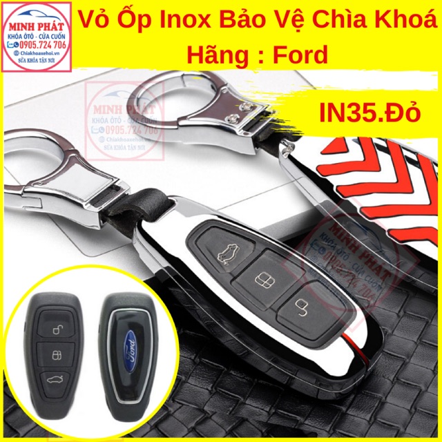 Vỏ Ốp Inox Bảo Vệ Chìa Khoá xe Ô Tô Ford Ecosport Focus Fiesta