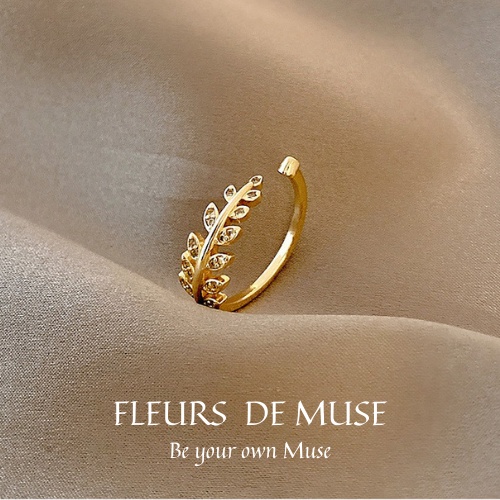 Nhẫn đính đá hình lá nguyệt quế siêu xinh Fleurs de Muse
