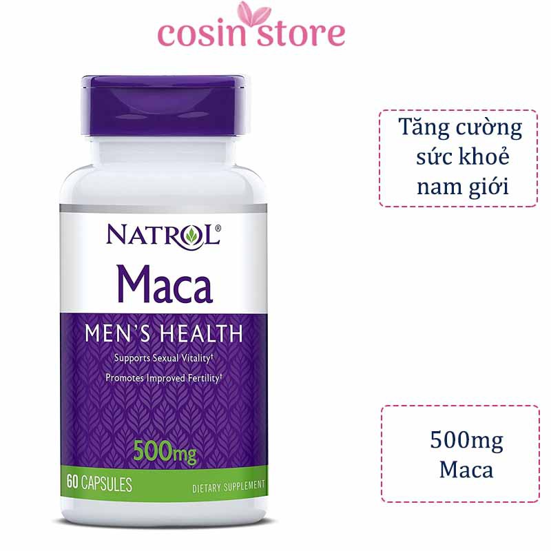 Viên uống Natrol Maca Men’s Health 500mg 60 viên- Hỗ Trợ Tăng Cường Sinh Lý