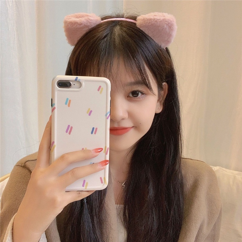 Băng Đô Cài Tóc Hình Tai Mèo Hoạt Hình Nhồi Bông Phong Cách Hàn Quốc Đáng Yêu Dành Cho Nữ