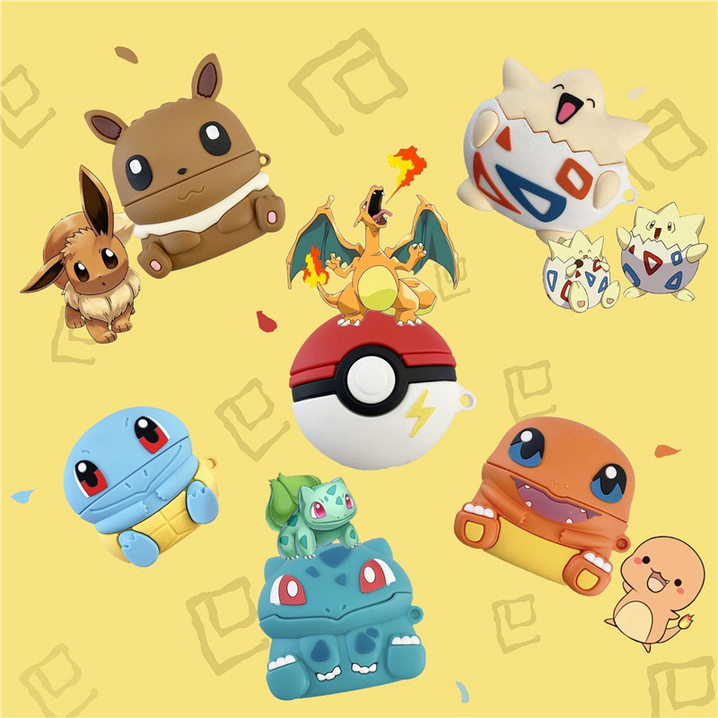 Ốp Tai Nghe Hình Pokemon - Case Airpods Chất Liệu Silicon Siêu Bền bỉ