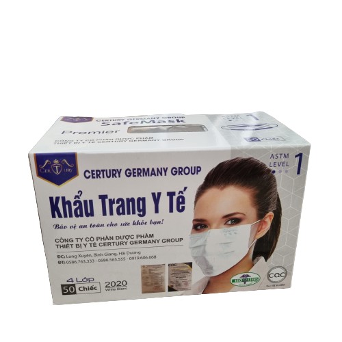 [Loại Dày-4 Lớp] Khẩu Trang Y Tế 4 Lớp Certury Dày Dặn Hộp 50 Cái-Khẩu Trang Kháng Khuẩn Hàng Chuẩn Công Ty