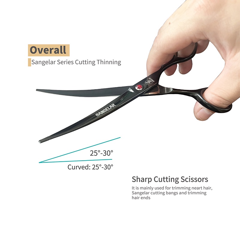 Sangelar Kéo Cắt Tỉa Lông Thú Cưng 7 inch Cong Và Xuống Chuyên Nghiệp