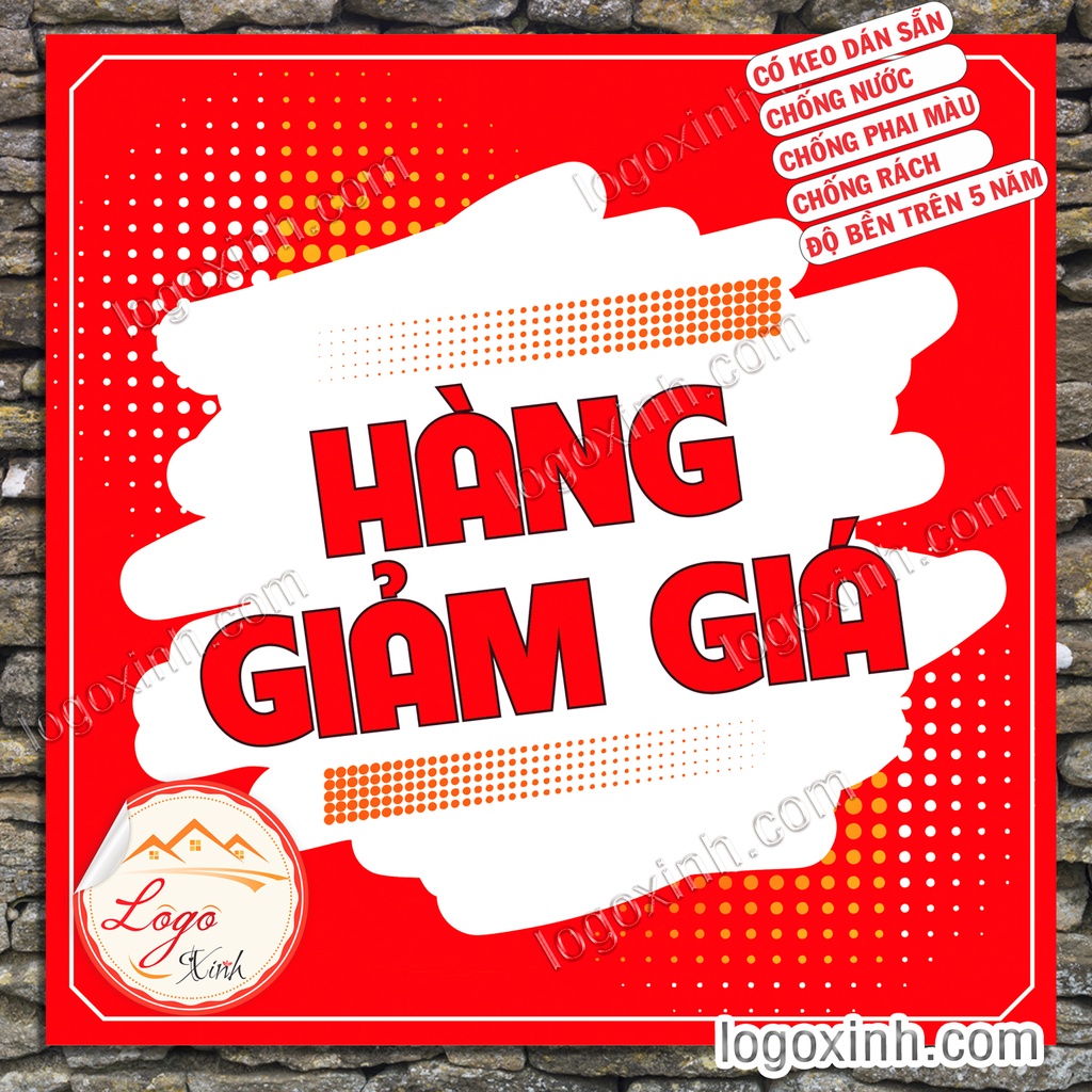 Logo Sticker Hàng Giảm Giá Sale Nhiều Kích Cỡ, Chất Liệu Decal Dán Trực Tiếp Dùng Cho Hàng Quán, Shop, Quầy Bán Hàng