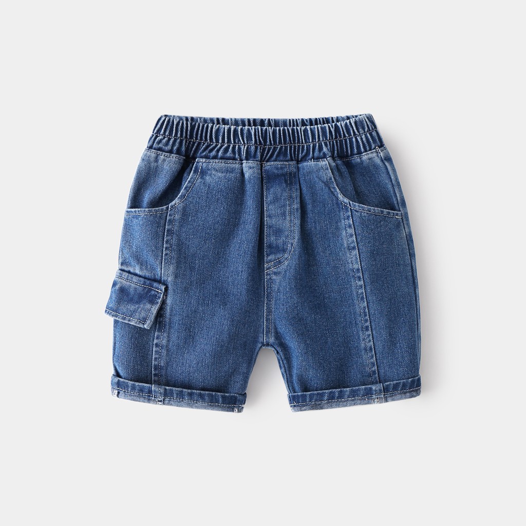 Quần Jean cho bé WELLKIDS quần short Jean họa tiết túi hộp chất bò mềm hàng xuất Âu Mỹ