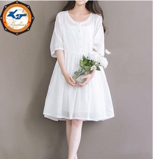 ĐẦM BABYDOLL TRẮNG HẠT (KÈM VÁY 2 DÂY)