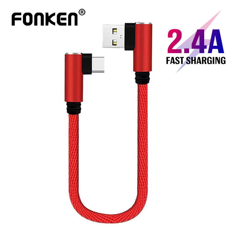 Dây Cáp Sạc FONKEN Cổng Micro USB Góc 90 Độ Loại Ngắn 25cm Cho Điện Thoại Xiaomi Samsung Android