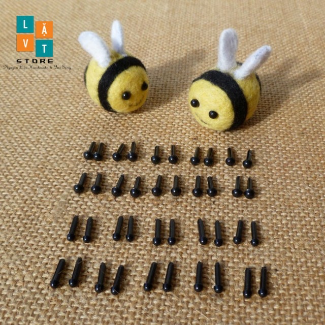 [FREESHIP TỪ 50K] [Hình Thật- Giá Rẻ] Mắt nhựa đen tuyền chân thẳng - Làm Handmade - Mắt Thú - Mắt búp bê