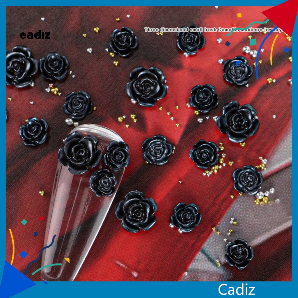 Hạt Nhựa Resin Đen Hình Hoa Trà Đính Móng Tay DIY