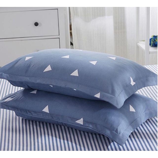 Vỏ gối nằm người lớn mẫu Tam Giác Ghi, áo gối đầu poly cotton, bao gối 45x65cm nhiều mẫu đẹp có khoá kéo