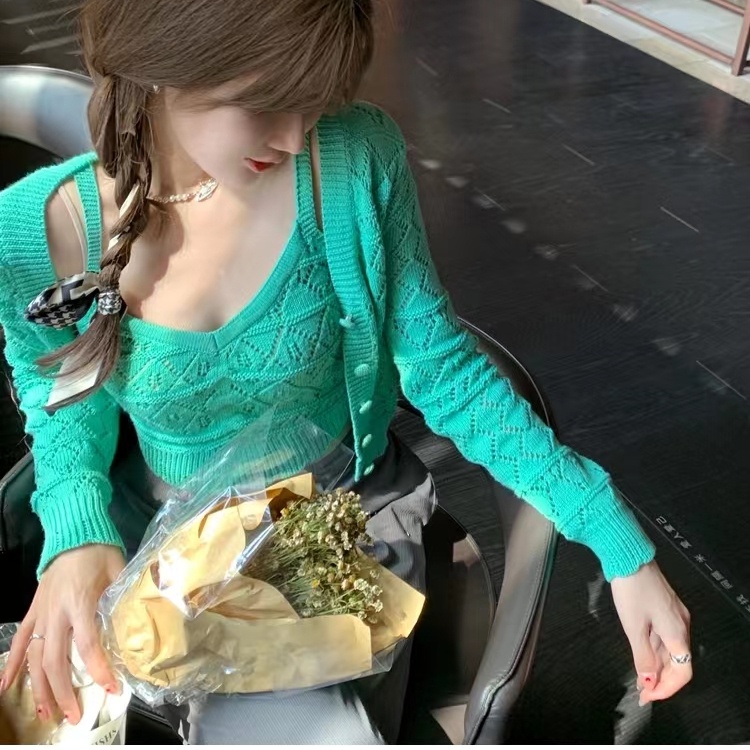 SUXI Áo Cardigan Dệt Kim Tay Dài Màu Trơn Dễ Phối Đồ Thời Trang Mùa Hè Cho Nữ