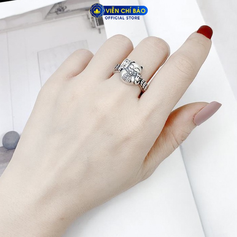 Nhẫn bạc nữ Mèo thần tài Neko chất liệu bạc Thái 925 thời trang phụ kiện trang sức nữ Viễn Chí Bảo N000514