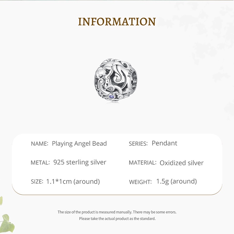 Hạt nữ trang Bamoer hình thiên thần bằng bạc 925 dùng làm vòng tay / vòng cổ diy