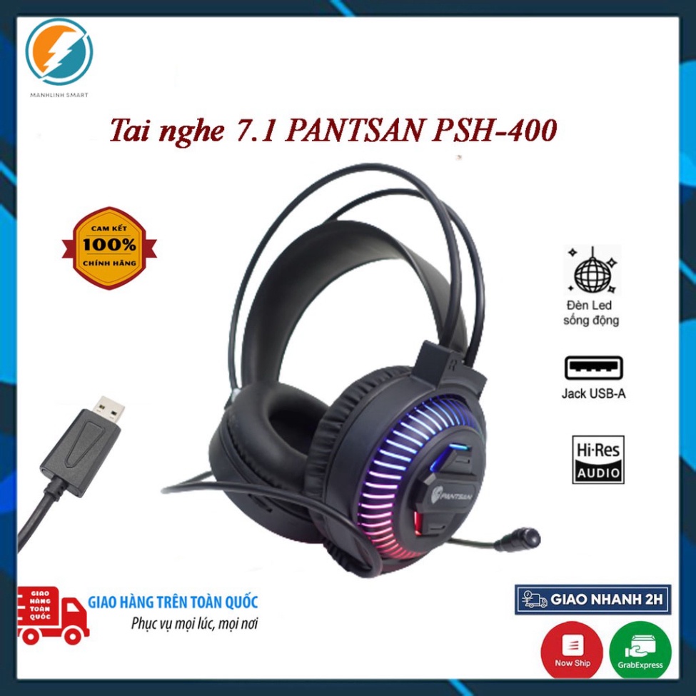 Tai nghe PSH-400,Full Led RGB cực ngầu, phiên bản nâng cấp, micro khử ồn cao, âm thanh vòm 7.1 MSP 021