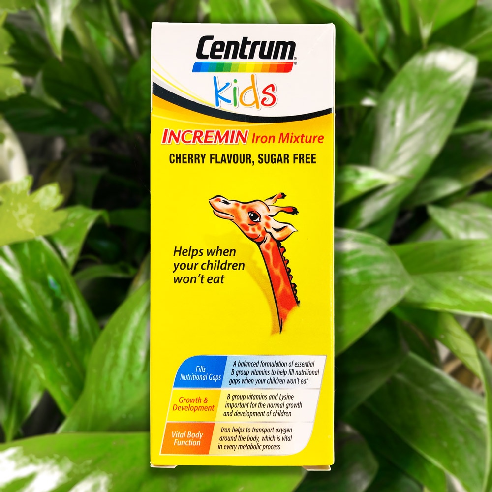Siro Centrum Kids Incremin Iron Mixture Úc (200ml), Siro hươu cao cổ giúp ăn ngon, hấp thu tốt hơn cho bé từ 6M+