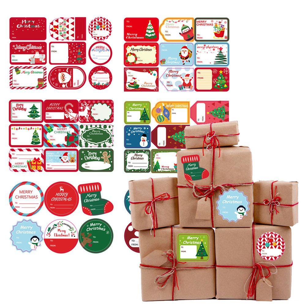 Set 24 Tờ Nhãn Dán Trang Trí Túi Bánh Quy / Quà Giáng Sinh DIY
