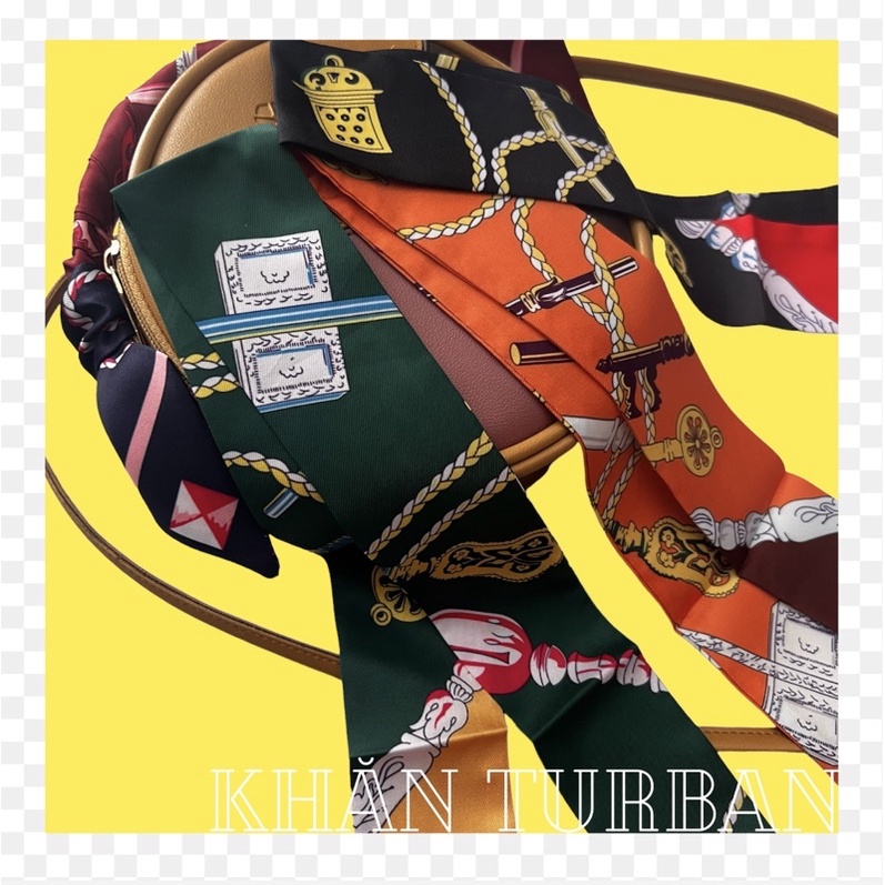 Khăn quấn túi xách nữ in hoa văn dây xích