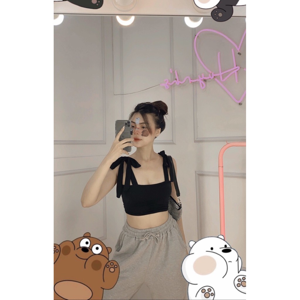 Áo crop 2s cột vai H3130 (+hình thật)