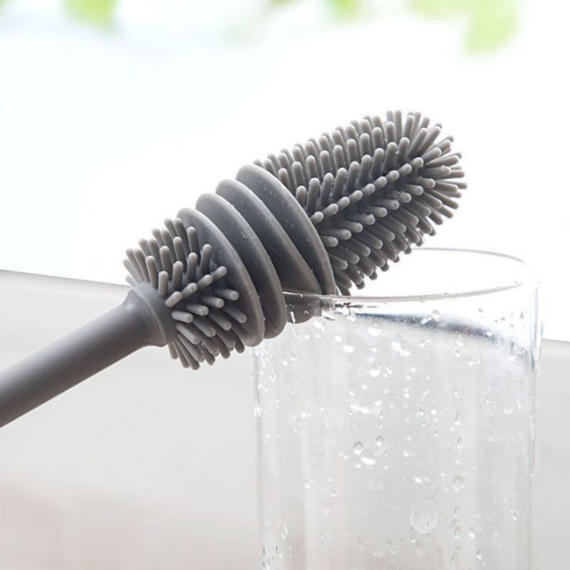 Cọ rửa ly, rửa bình sữa, có rảnh thông tin, rửa sạch mọi chỉ tiết, chất liệu silicon siêu bền, an toàn với trẻ nhỏ