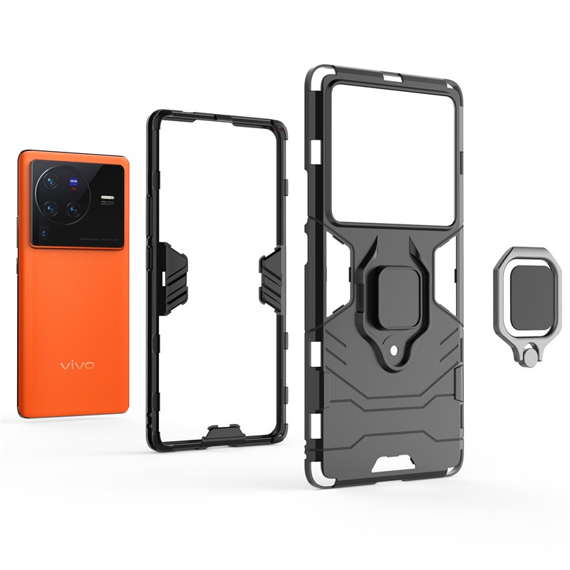Ốp Điện Thoại PC Cứng + TPU Mềm Chống Sốc Chống Rơi Có Vòng Đỡ Xoay Cho vivo X90 X80 X70 X60 X60t X60s Pro Plus Lite