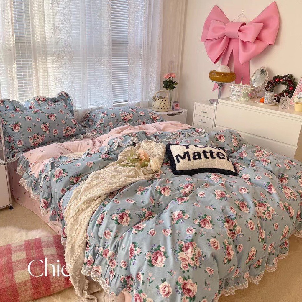 BỘ CHĂN GA GỐI COTTON ANEW CAO CẤP - BỘ CHĂN GA GỐI COTTON BÈO PHONG CÁCH HÀN QUỐC
