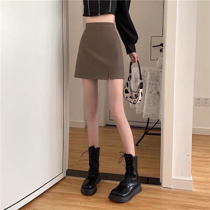 Chân váy xẻ thiết kế cạp cao tôn dáng Chân váy tua rua thời trang chân váy chữ A