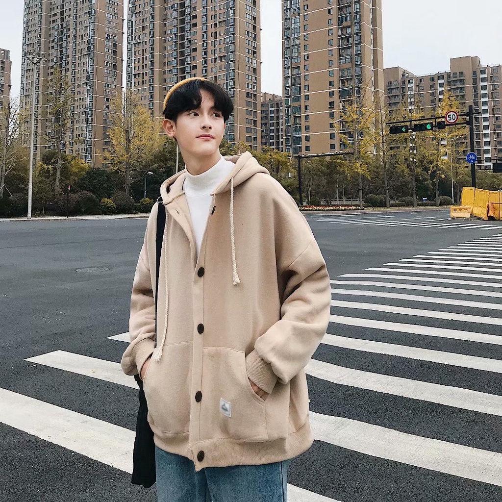 Korean Fashion Simple Men's Long Sleeve Hooded Jacket M-3Xl