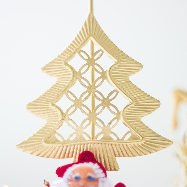 [Hàng Mới Về] Giá Đỡ Nến Để Bàn Hình Ông Già Noel Bằng Sắt Mạ Vàng Dễ Thương Sáng Tạo Phong Cách Châu Âu