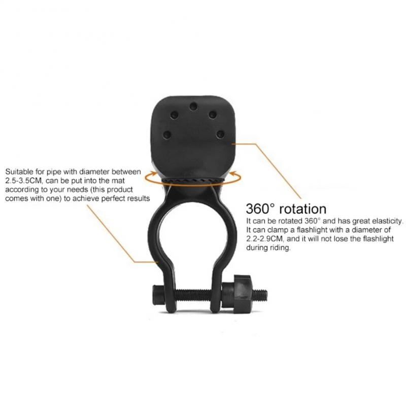 Giá đỡ đèn pin gắn tay lái xe đạp xoay 360 độ tiện dụng