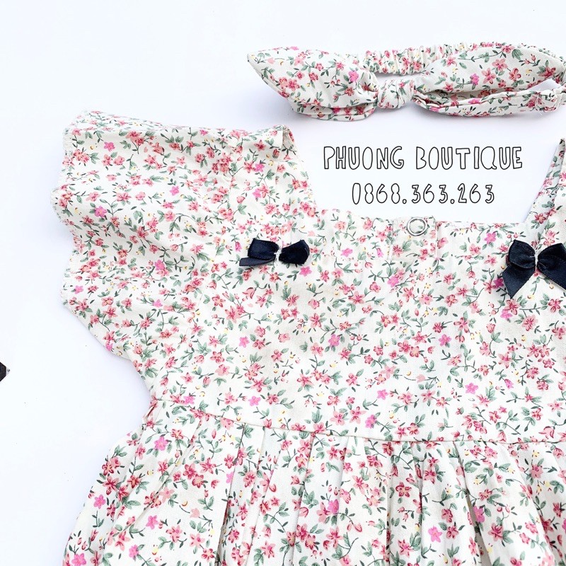 Bodysuit cho bé chất thô hoa cánh tiên áo liền quần sơ sinh đến 1 tuổi