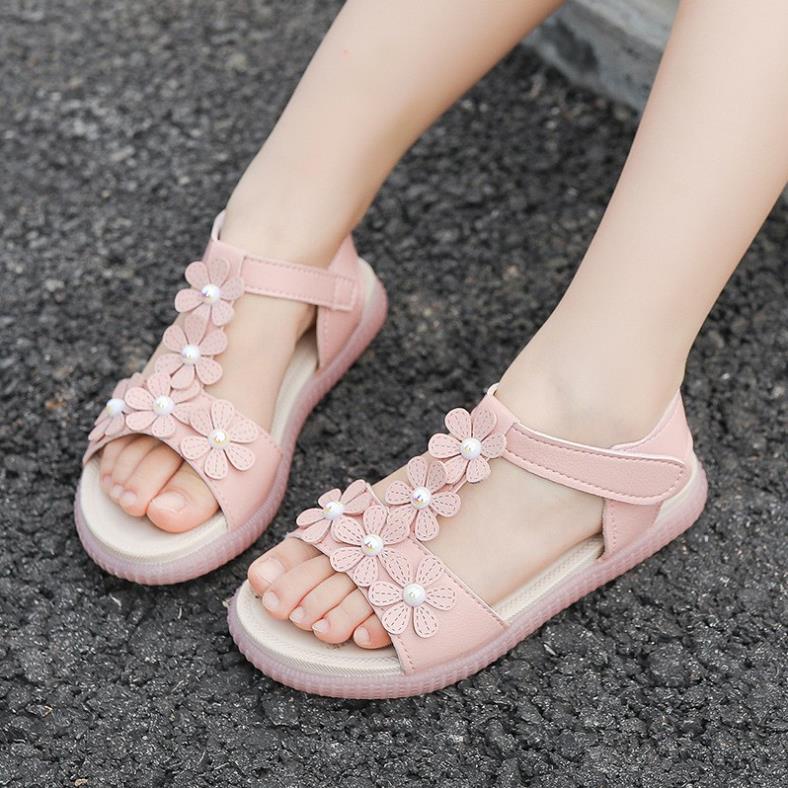 Dép sandal bé gái da mềm êm chân phong cách Hàn Quốc AE7 size to 30-37 hàng cao cấp