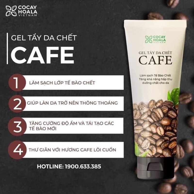 Gel tẩy da chết cà phê Cỏ Cây Hoa Lá giúp nhẹ nhàng lấy đi lớp da chết mà không gây bào mòn da và khô da 100gr.