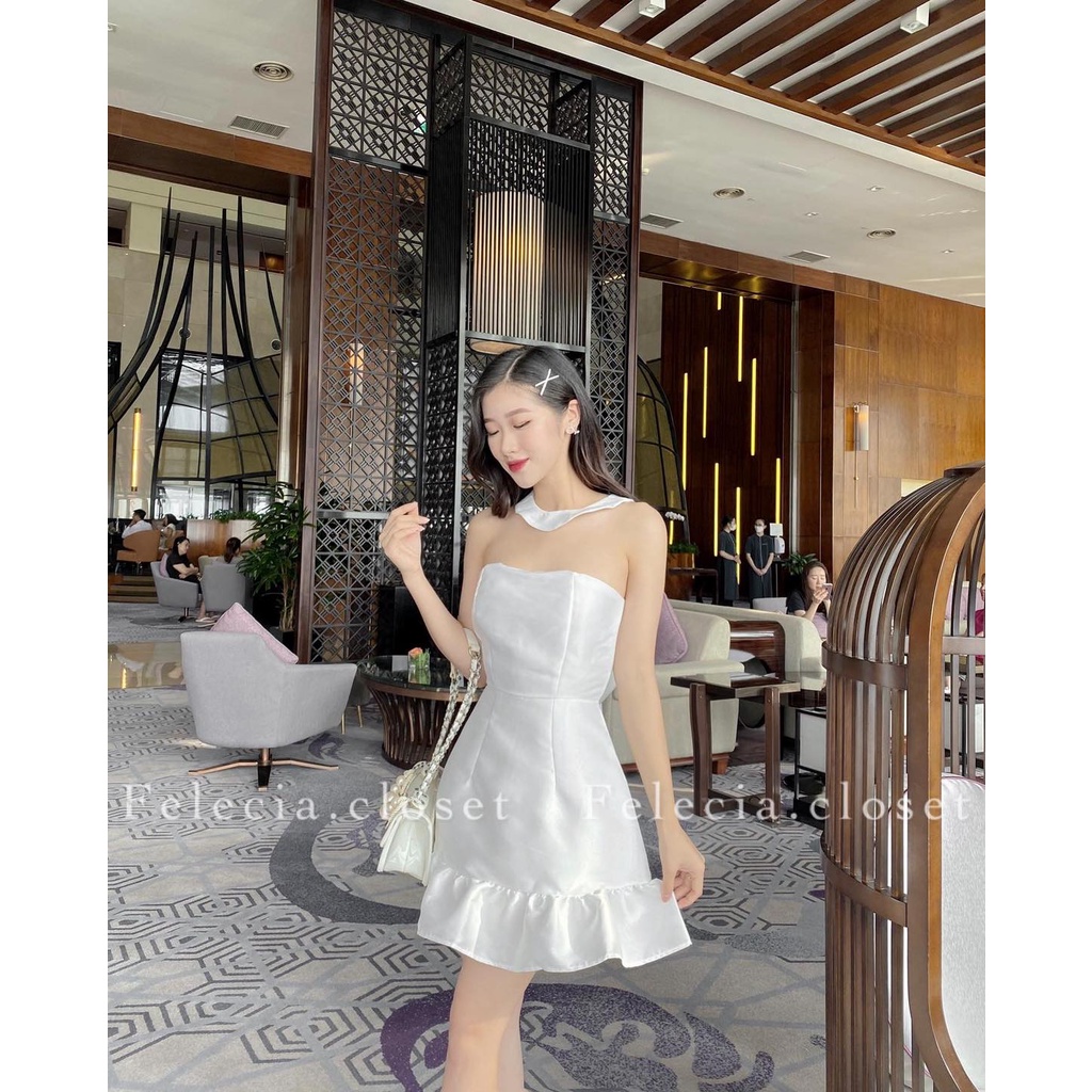 Váy tacta đuôi bèo chocker nơ lưng