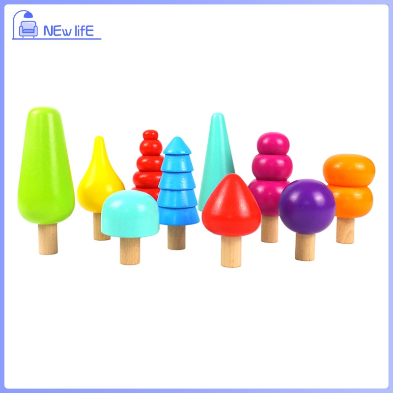 Rainbow Tree Rainbow Stacking Montessori Wooden toys Color Perception for Sensory Education toys Home Indoor or Outdoor Children Boys