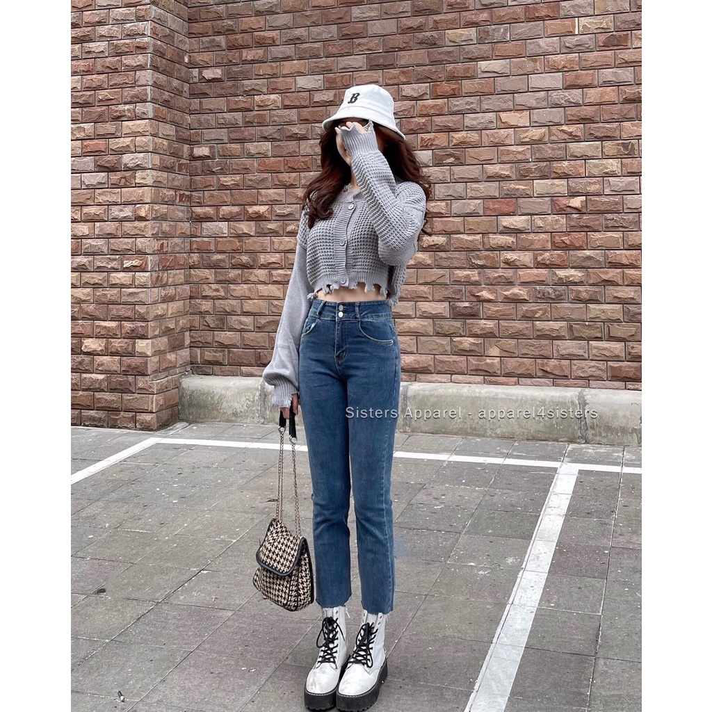 Quần skinny jeans ống đứng 2 nút - QJ094 (Xanh/ Đen)