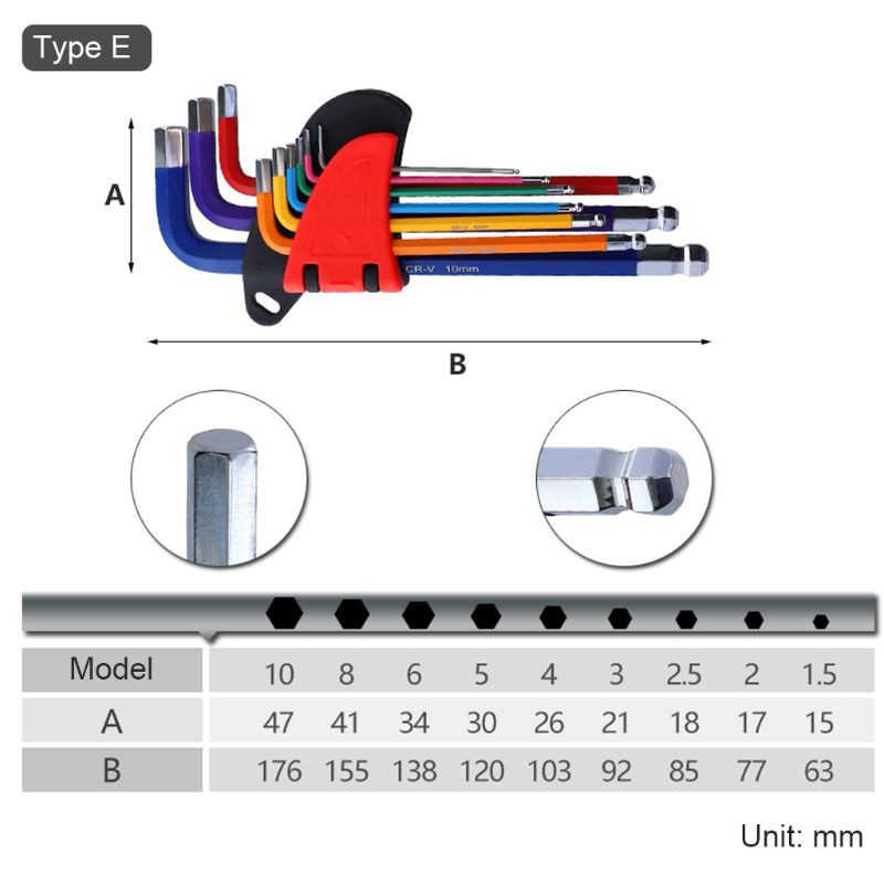 Bộ 9 Tuốc Nơ Vít Lục Giác Hình Chữ L