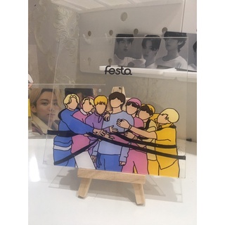 tranh kính tô màu mica BTS FESTA (tặng kèm card bất kì, có giá đỡ)