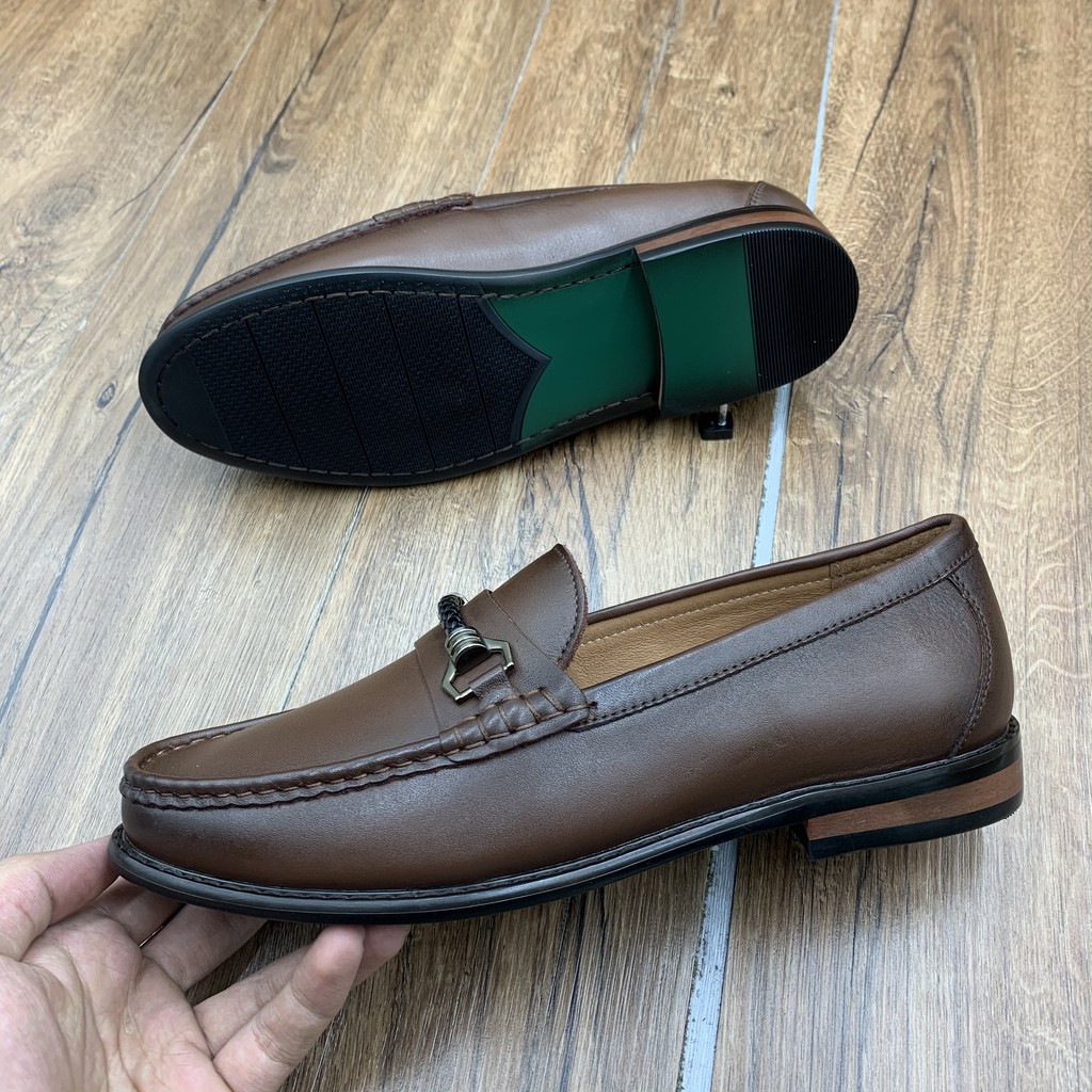 Giầy lười nam da bò thật phong cách sang trọng  + Tặng đón gót sừng