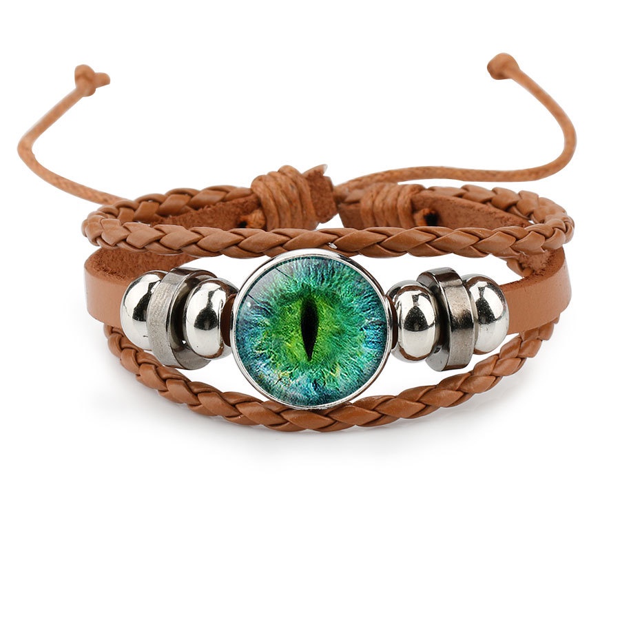 Vòng Tay Da Đính Đá Mắt Mèo Thời Trang Cho Nam Và Nữ