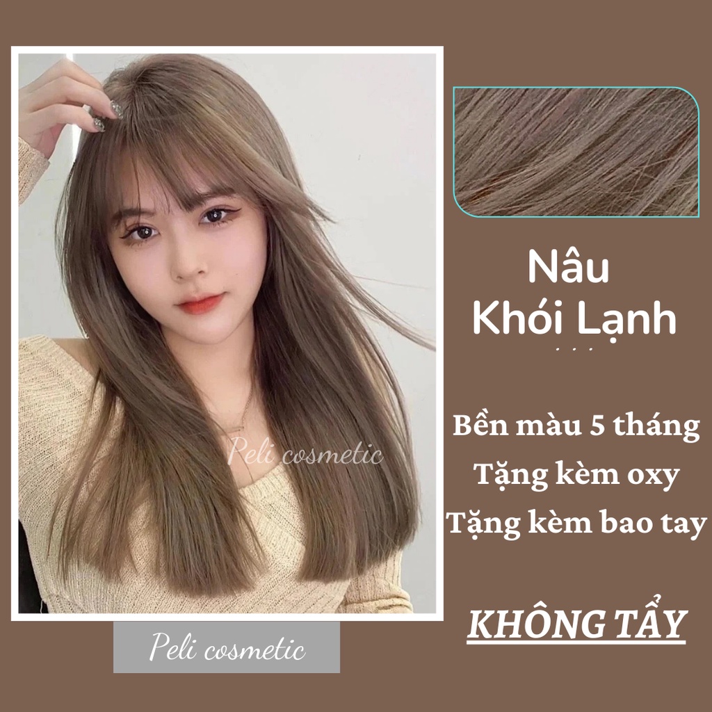 Thuốc nhuộm tóc . nhuộm tóc màu nâu khói lạnh , thuốc nhuộm tóc không tẩy