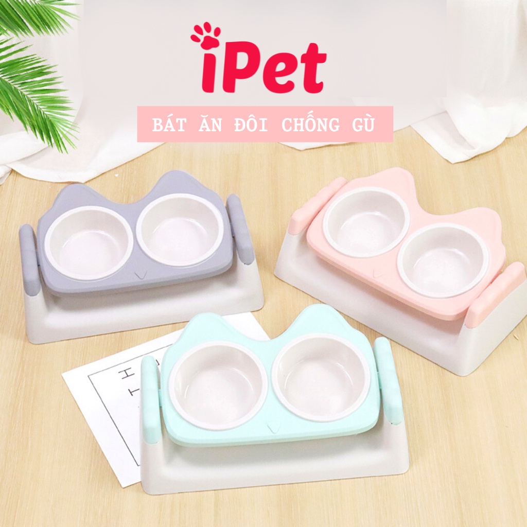 Bát Ăn Đôi Chống Gù Chống Kiến Cao Cấp Dành Cho Thú Cưng Chó Mèo - iPet Shop