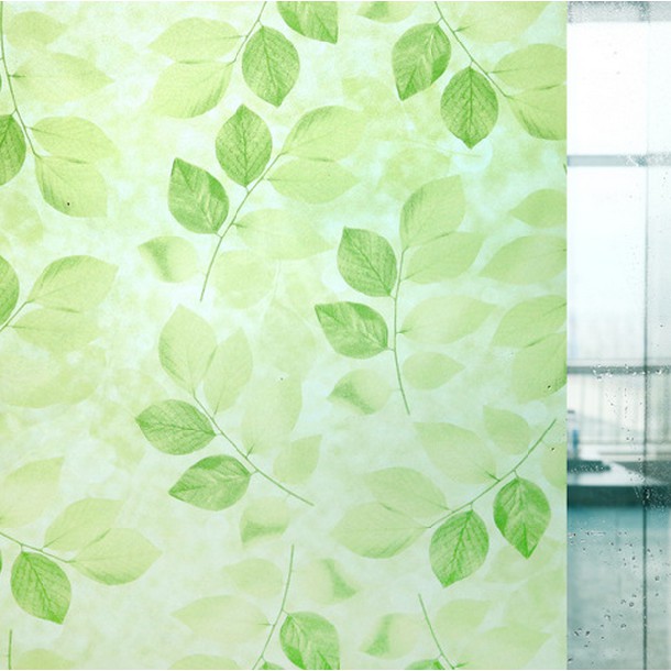 1 mét DECAL GIẤY DÁN KÍNH KEO SẴN KHỔ 45CM MẪU LÁ XANH.