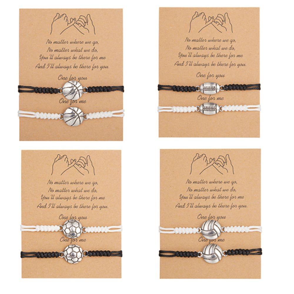 Set 2 Vòng Tay Dây Thừng Gắn Quả Bóng Chuyền Độc Đáo Cho Cặp Đôi