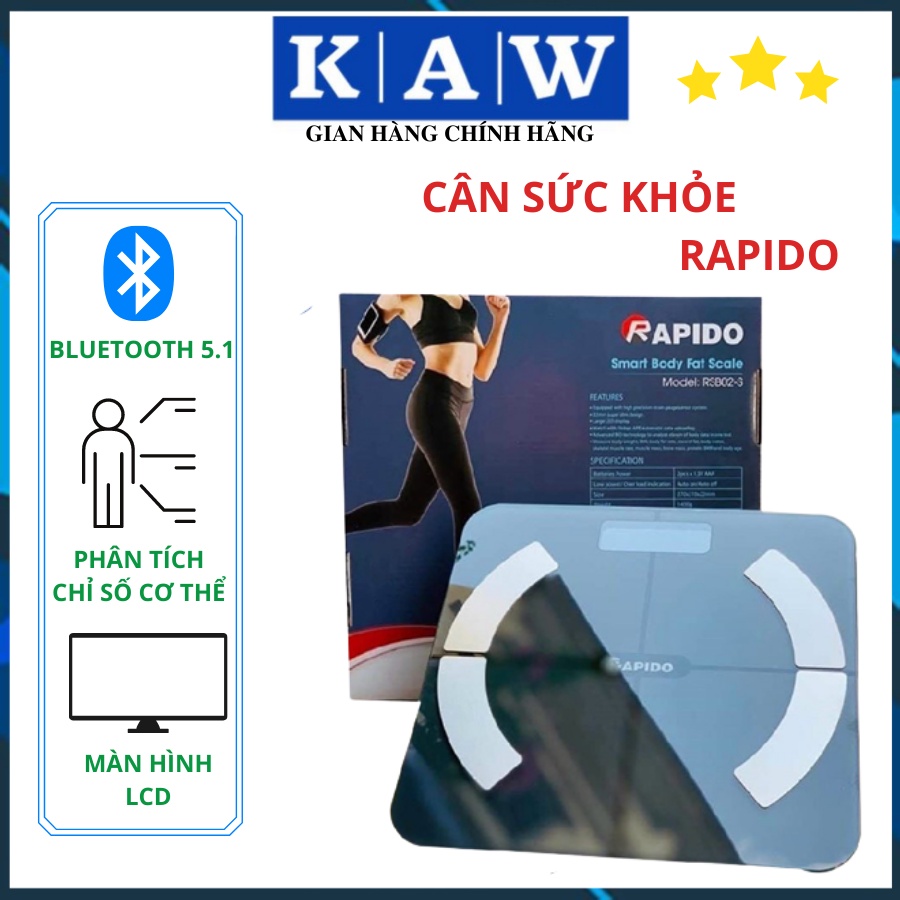 Cân điện tử thông minh Cân Sức Khỏe Phân Tích Chỉ Số - Loại Vuông, Có Bluetooth