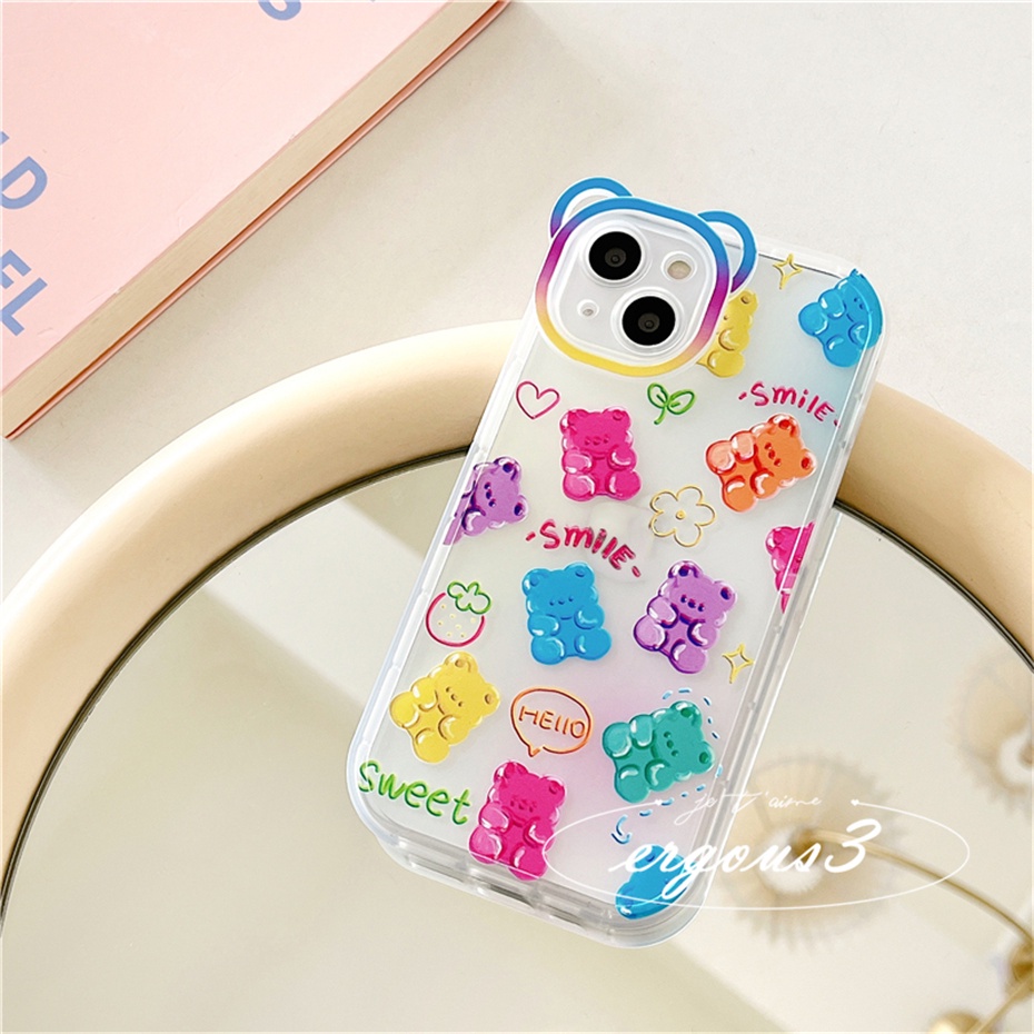 Ốp Điện Thoại Mềm In Hình Gấu Hoạt Hình Cho iPhone 14 13 12 11 Pro Max SE2020 X XR Xs Max 7 8 6 6s Plus