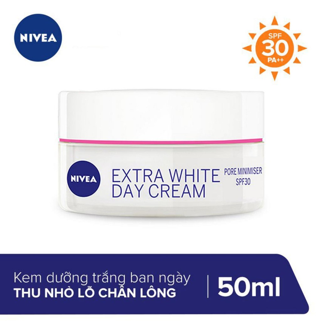 Kem Dưỡng Sáng Da, Se Khít Lỗ Chân Lông Ban Ngày Nivea Extra White Day Cream SPF30 50ml