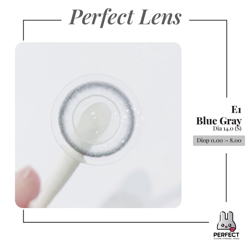 Lens Mắt , Kính Áp Tròng E1 BLUE GRAY Có Độ Cận và Không Độ, DIA 14.0 ,Cho Mắt Nhạy Cảm Giá Sale