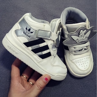 Freeship 99k toàn quốc_,Giày trẻ em Adidas trắng cổ cao 14cm