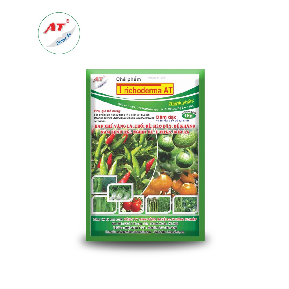 Trichoderma ủ phân hữu cơ, trừ vàng lá, thối rễ, héo dây, tăng sức đề kháng,chống nghẹt rễ - Trichoderma AT đậm đặc 1kg
